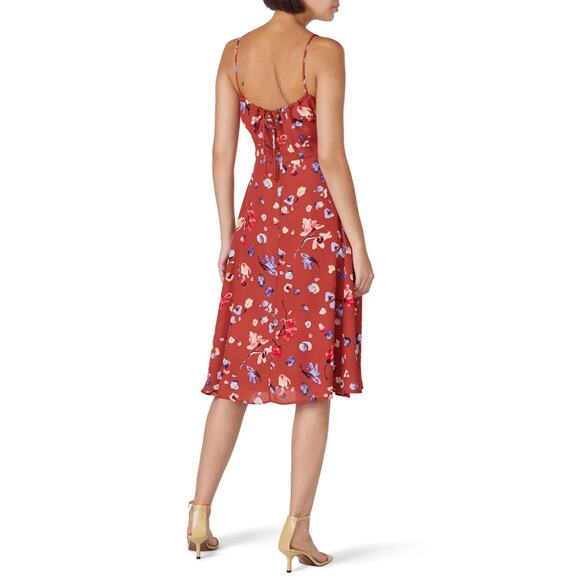 Hutch Declan Floral Midi Dress‎ Women’s Size 2 Brown Sleeveless Square Neckline - Picture 3 of 14